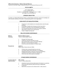 Office Resume Template Office Administration Medical Sample Resume