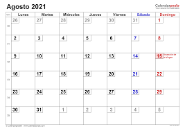 Calendario agosto 2021 con todos los días festivos y fechas importantes de colombia. Calendario Agosto 2021 Calendarpedia
