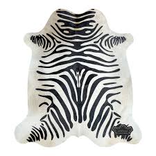 creamy zebra print cowhide rug
