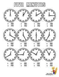 Mighty Minute Learning For Kids Clocks Free Coloring