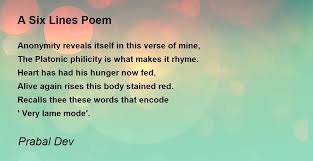 a six lines poem poem by prabal dev