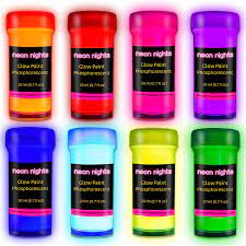 It is perfect for kid's room decorations, holiday decor, sporting goods or outdoor projects. Amazon Com Neon Nights Glow In The Dark Paint 8 Pack 0 7 Fl Oz 20ml Neon Acrylic Paint Colors For Indoor And Outdoor Use On Canvas Wood Metal And Plastic Painting
