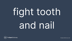 meaning of idiom fight tooth and nail