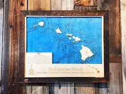 Hawaiian Islands 3d Nautical Wood Map