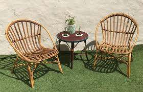vintage rattan and bamboo lounge chairs