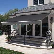 They have collapsible arms that pull into the house no one material is better than the others. Amazon Com Best Choice Products 98x80in Retractable Awning Aluminum Polyester Sun Shade Cover For Patio Balcony W Uv Water Resistant Fabric And Crank Handle Gray Garden Outdoor