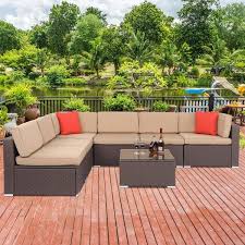 7 Piece Wicker Outdoor Sectional Set