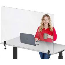 Student desk dividers for classrooms. Clear Desktop Panel Clamp On Protective Acrylic Shield Sneeze Guar Stand Steady