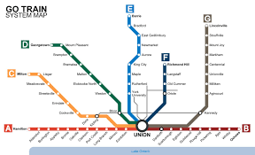 toronto trains go transit map map of
