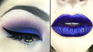 blue smokey eyes and blue lips makeup