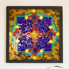 Colorful Glass Mosaic Art Red Cross
