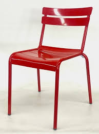 Outdoor Patio Metal Chair Red Multi Slat