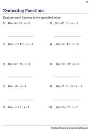 Evaluating Functions Worksheets