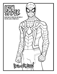 Download and print these spiderman drawings for kids coloring pages for free. How To Draw Iron Spider Spiderman Coloring Spider Coloring Page Avengers Coloring Pages
