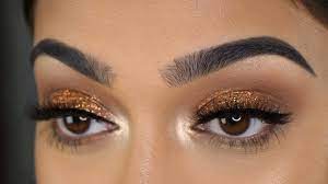 golden bronze glitter makeup tutorial
