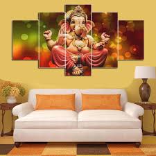 5 Pcs Ganesh Wall Canvas Art