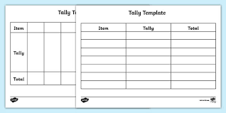 tally chart template science resource