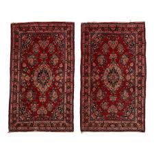 pair of persian kashan fl wool rugs
