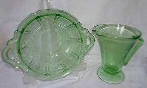 2 Pieces Green Depression Glass Bowl