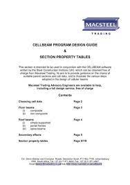 cellular beam section property tables