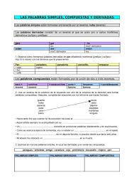 palabras simples compuestas y derivadas