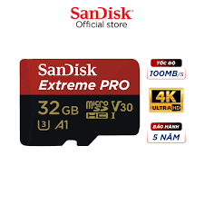 Giá bán Thẻ nhớ microSDHC SanDisk Extreme Pro 32GB V30 A1 tốc độ upto  100MB/s + Adapter