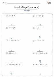 Solving Multi Step Equations Worksheet