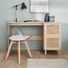 Woven Rattan Desk With 2 Drawers