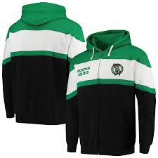 Pro standard boston celtics black chenille team pullover hoodie. Men S Boston Celtics Fanatics Branded Black Kelly Green Colorblock Wordmark Full Zip Hoodie
