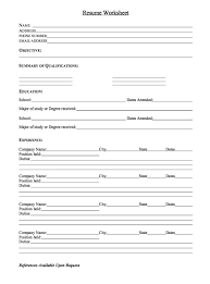 worksheet  Resume   CV builder    pages  clinicalneuropsychology us Free Resume Outline Worksheet PDF Format Example