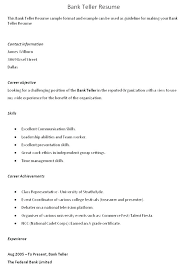 Bank Teller Resume With No Experience Examples Of Bank Teller