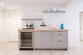 Gray Basement Wet Bar With Gray