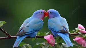 blue birds kissing hd wallpaper