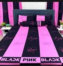Mpk 3in1 Black Pink 1 Fitted Bed Sheet