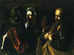 Caravaggio narcissus at the source calling of st. Denial Of Saint Peter 1610 By Caravaggio