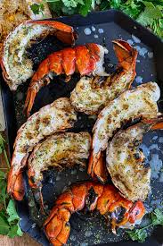 grilled lobster tail halves with