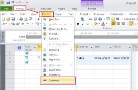 Where Is Insert Summary Task In Project 2010 2013 2016