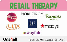 retail therapy gift card 25 to 500