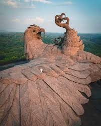 an enormous stylized bird sculpture