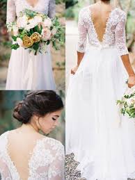 Buy cheap wedding dresses 2021 online at queenabelle uk shop. A Line Princess 1 2 Sleeves V Neck Floor Length Applique Lace Chiffon Wedding Dress Cindydressy