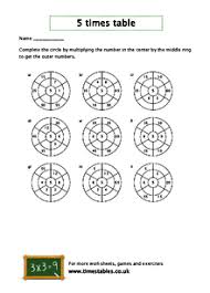 free 5 times table worksheets at