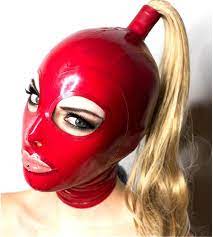 Latex hoodHandmade Red Latex Hoods With Blond Wig Tress Ponytail Fetish,Black,XS  : Amazon.ca: Health & Personal Care