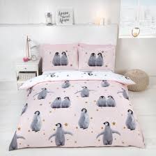 Starry Penguins Pink Duvet Set Single
