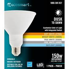 Ecosmart 150 Watt Equivalent Par38 Dimmable Cec Flood Dusk To Dawn Led Light Bulb With 2700k 3000k 3500k 4000k 5000k 1 Pack P11296s