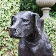 bronze labrador dog garden statues