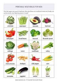 100 vegetables cards with names and