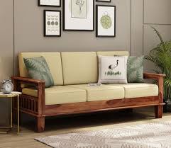 quartz 3 seater wooden sofa honey