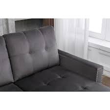 Wateday 76 80 In W Square Arm 1 Piece Fabric L Shaped Sectional Sofa Bed In Dark Gray With Storage Chaise