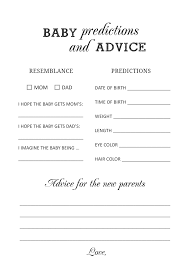 Baby predictions and advice, diy printable card, baby shower games, fun activity ideas, modern minimalist, black white, instant download. Free Printable Baby Prediction And Advice Cards Baby Shower Games