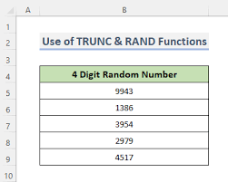 random 4 digit number generator in
